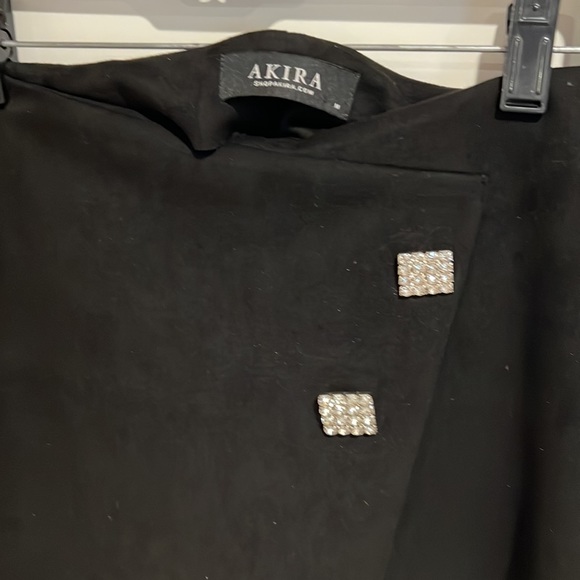 AKIRA skirt size M but fit S too velvety fabric with Rhine stones buttons. - Picture 3 of 3